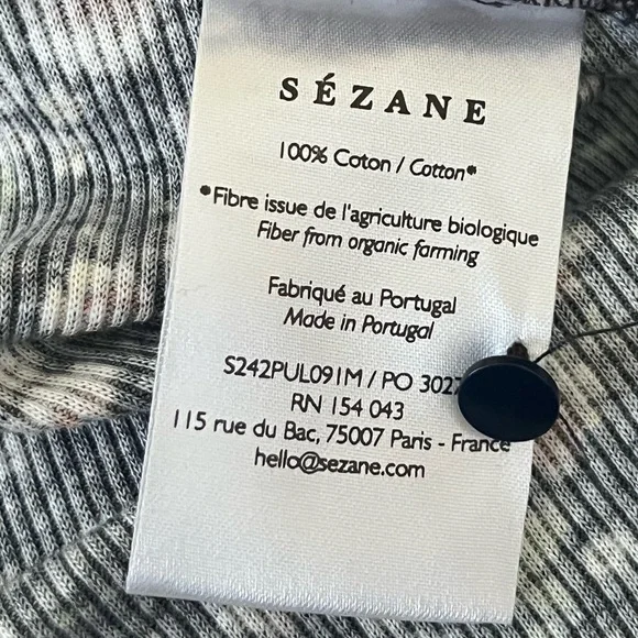 Sezane Felix Navy Blue Miranda Floral Mock Neck Long Sleeve Tee NWT Medium - Picture 10 of 11